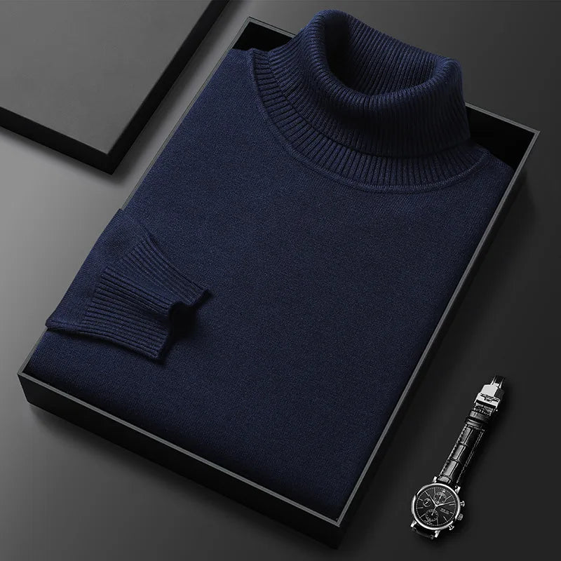 Men's fine knit roll neck jumper