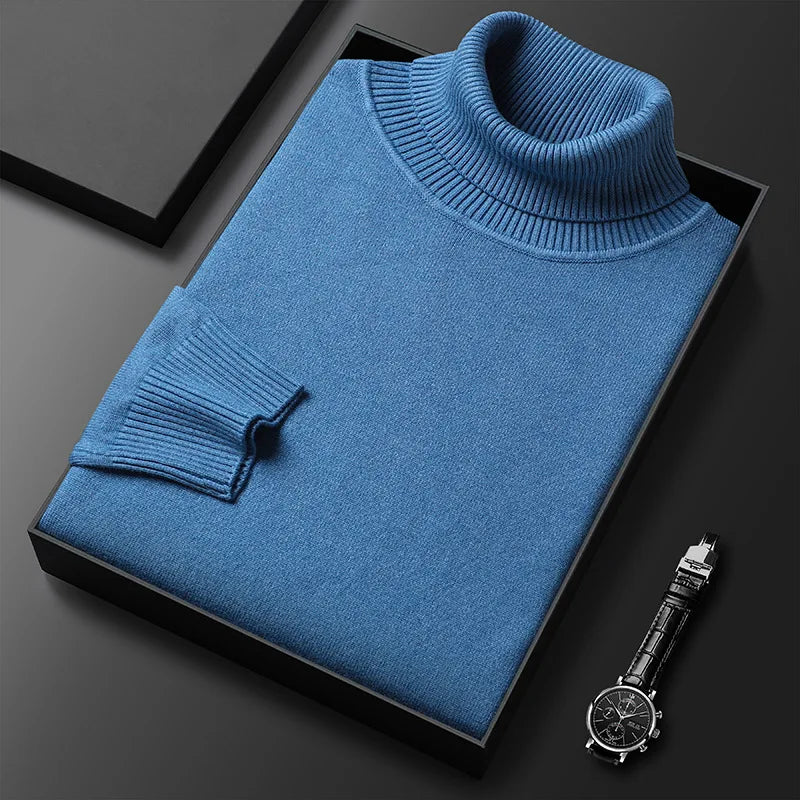 Men's fine knit roll neck jumper