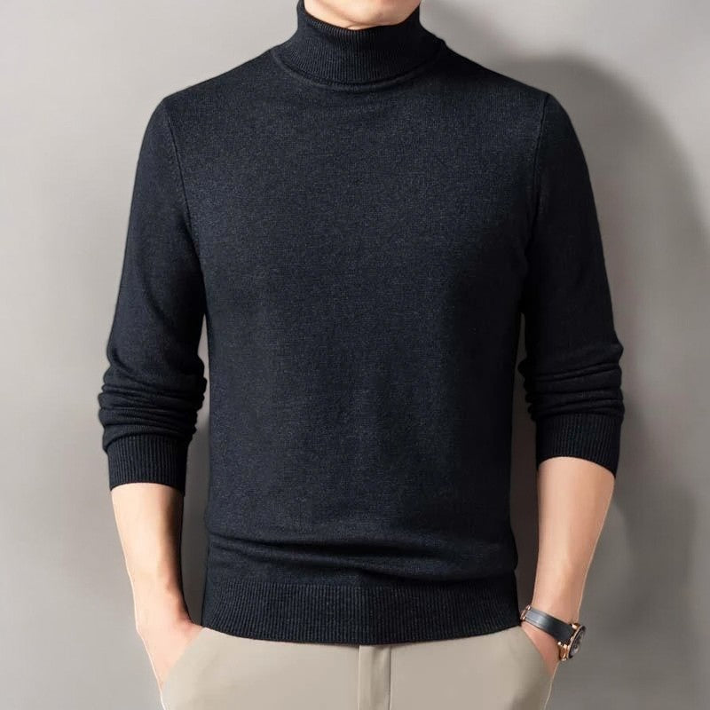 Men's fine knit roll neck jumper