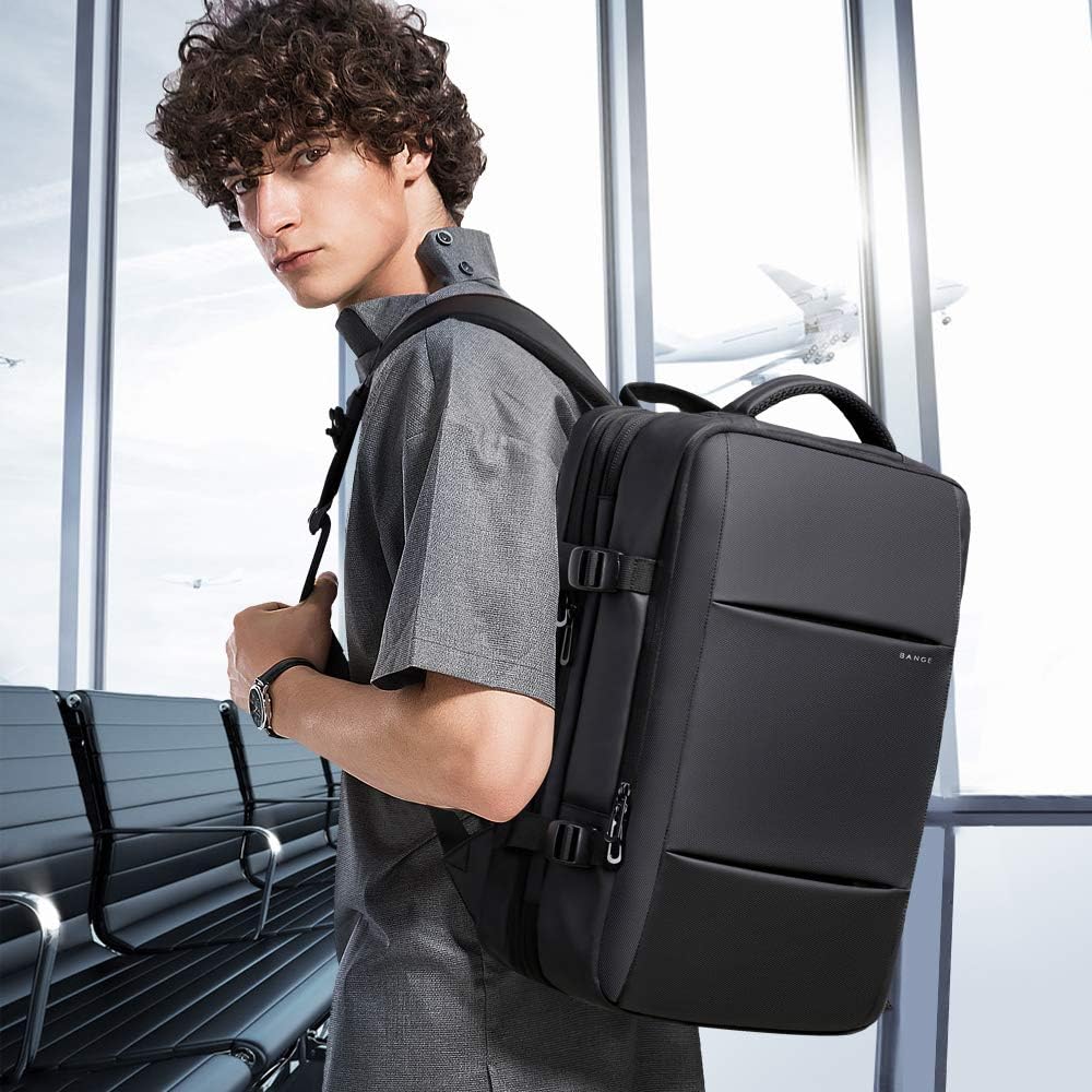 Expandable 26–45L Waterproof Travel Backpack with Laptop Sleeve & Duffle Carry