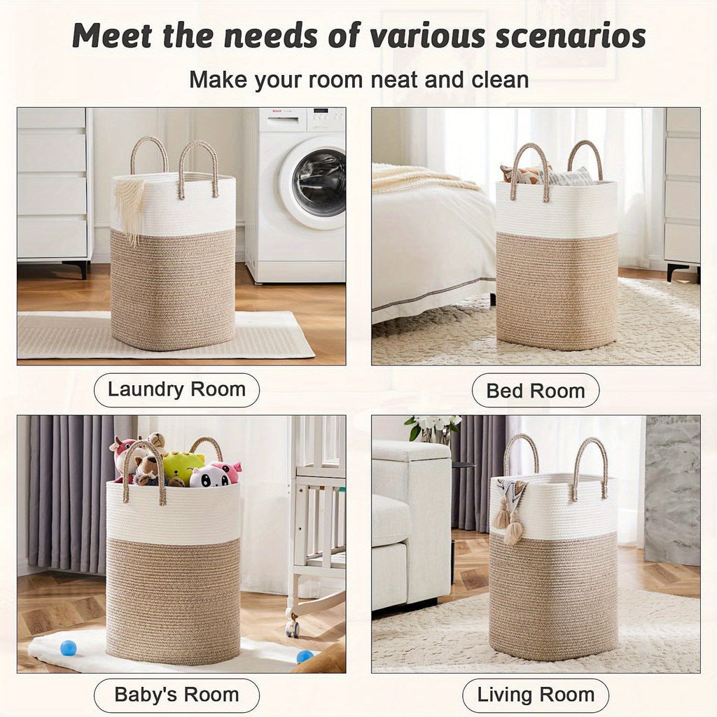 Extra Large Woven Laundry Basket - Space for All Your Things, Durable and Practical