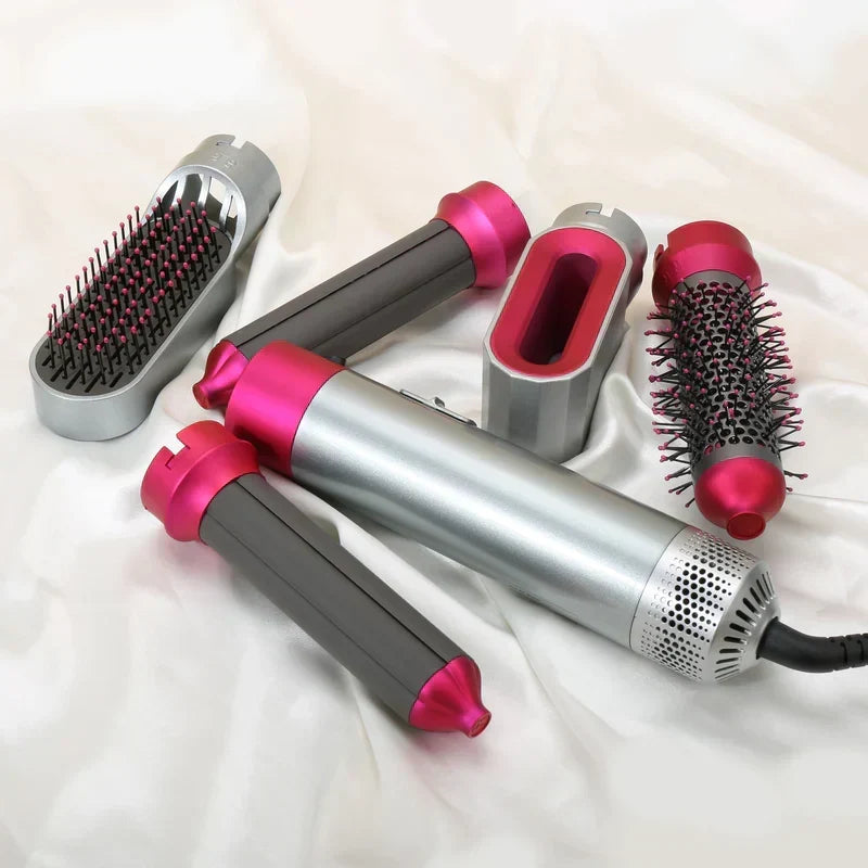 5-in-1 hair styler with automatic curler, hair dryer and smoothing brush