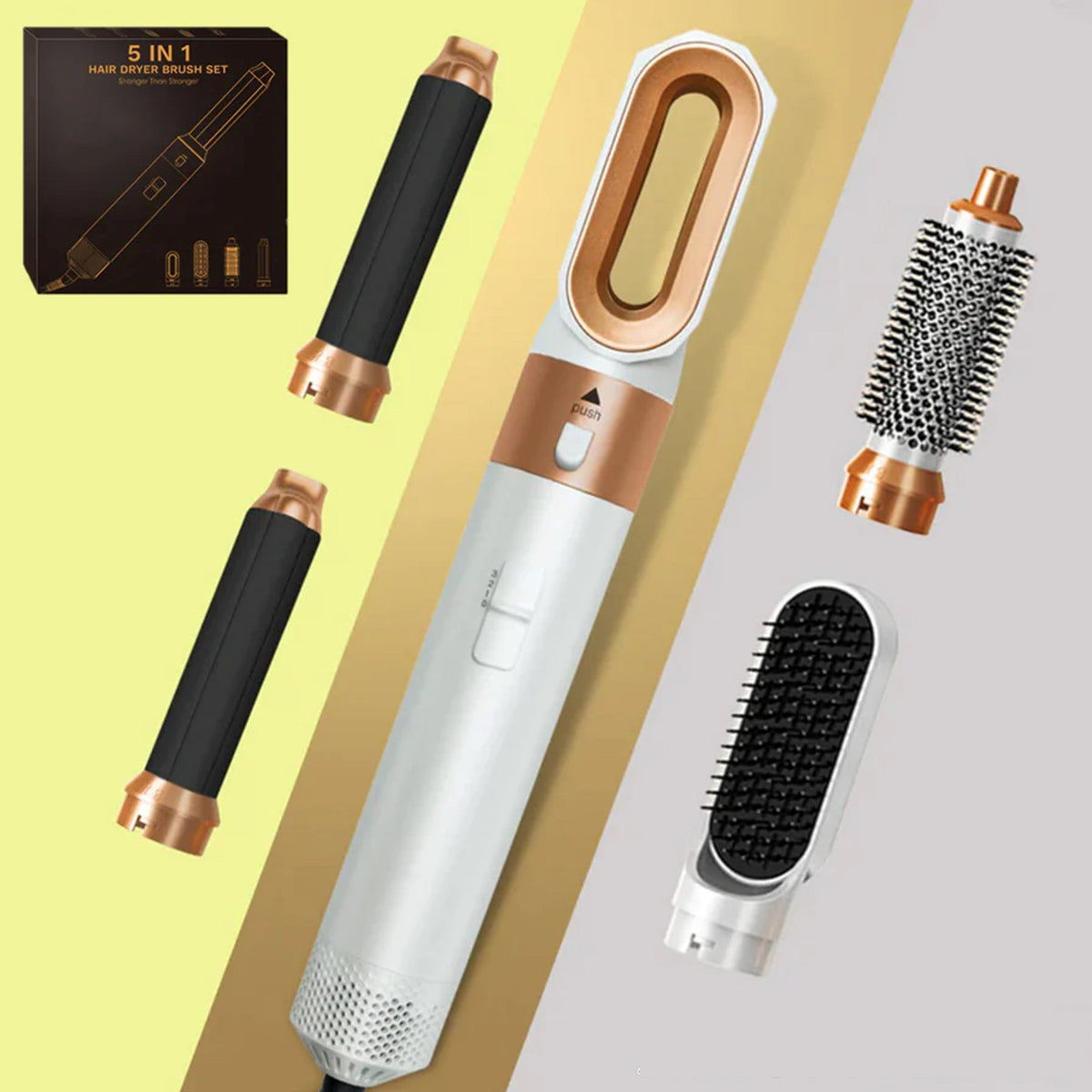 5-in-1 hair styler with automatic curler, hair dryer and smoothing brush