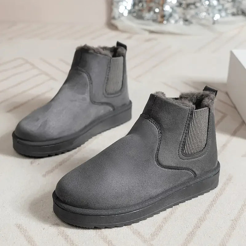 Women's fur lined winter ankle boots with elasticated sides