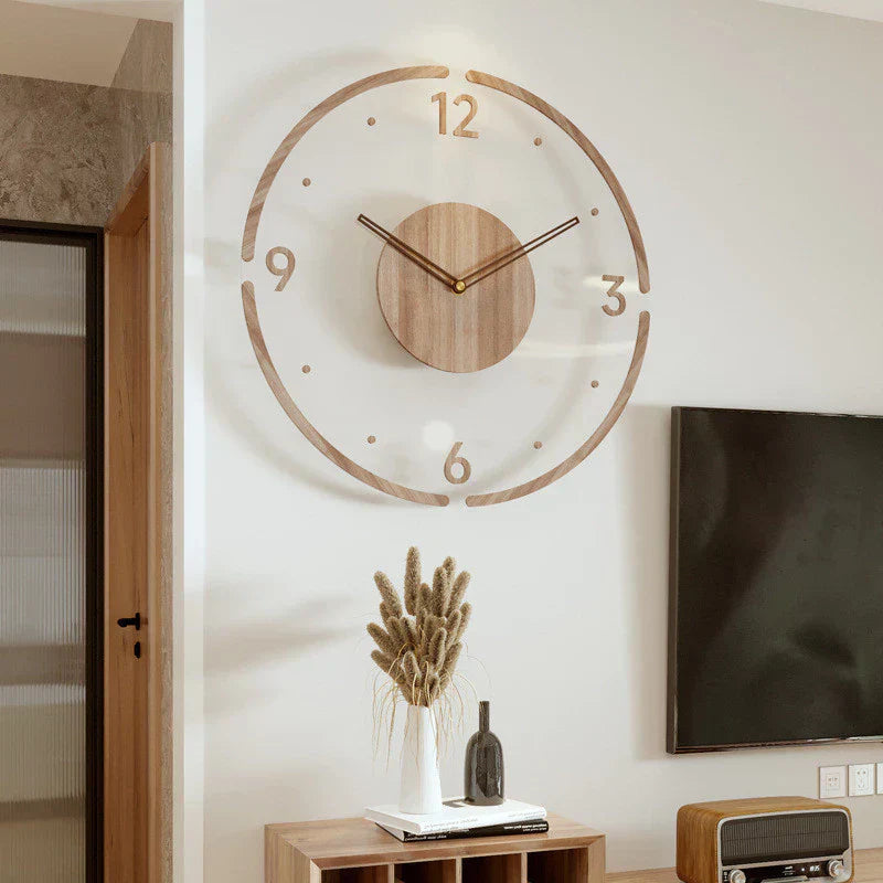 Minimalist wooden wall clock – Scandinavian style, 30 cm