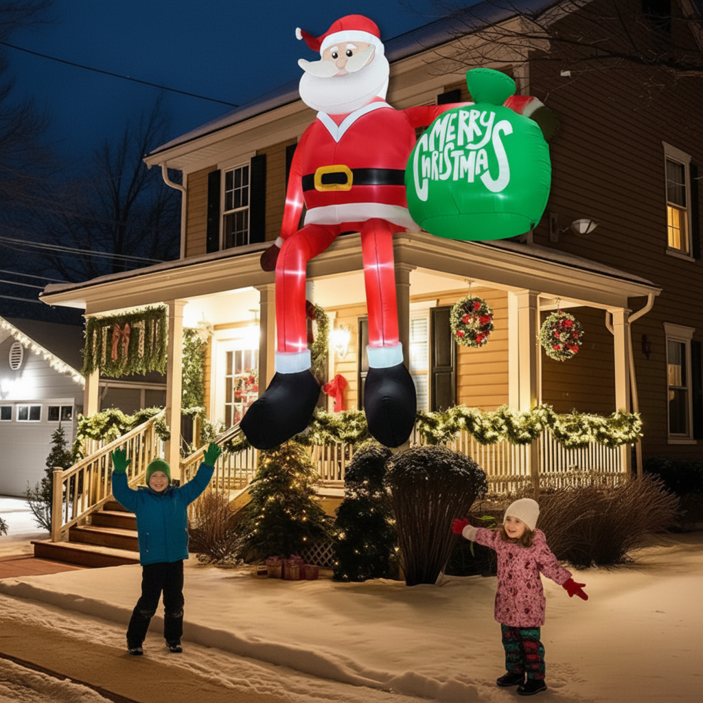 Giant 2.4 m LED Inflatable Climbing Santa | Premium, Waterproof Outdoor Christmas Decor