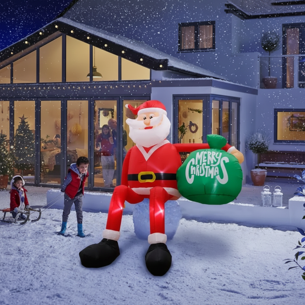 Giant 2.4 m LED Inflatable Climbing Santa | Premium, Waterproof Outdoor Christmas Decor