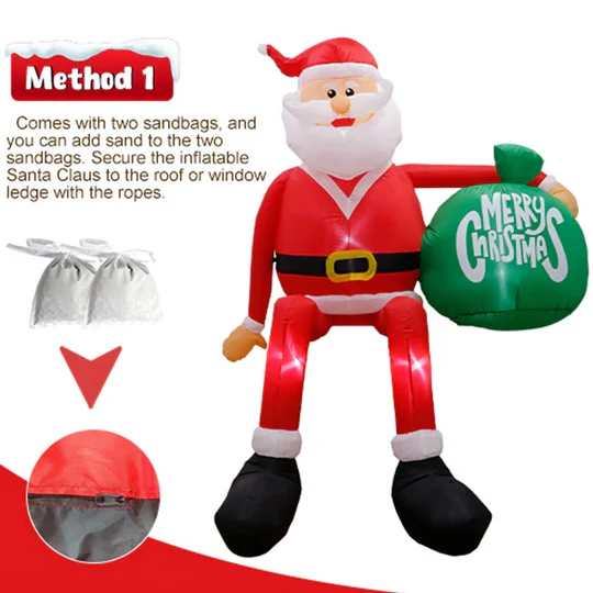 Giant 2.4 m LED Inflatable Climbing Santa | Premium, Waterproof Outdoor Christmas Decor