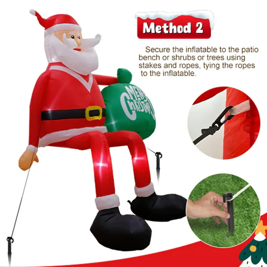 Giant 2.4 m LED Inflatable Climbing Santa | Premium, Waterproof Outdoor Christmas Decor