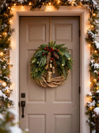 Handmade Bohemian Winter Wreath | Bells, Pinecones & Berries | 43 cm | Indoor/Outdoor