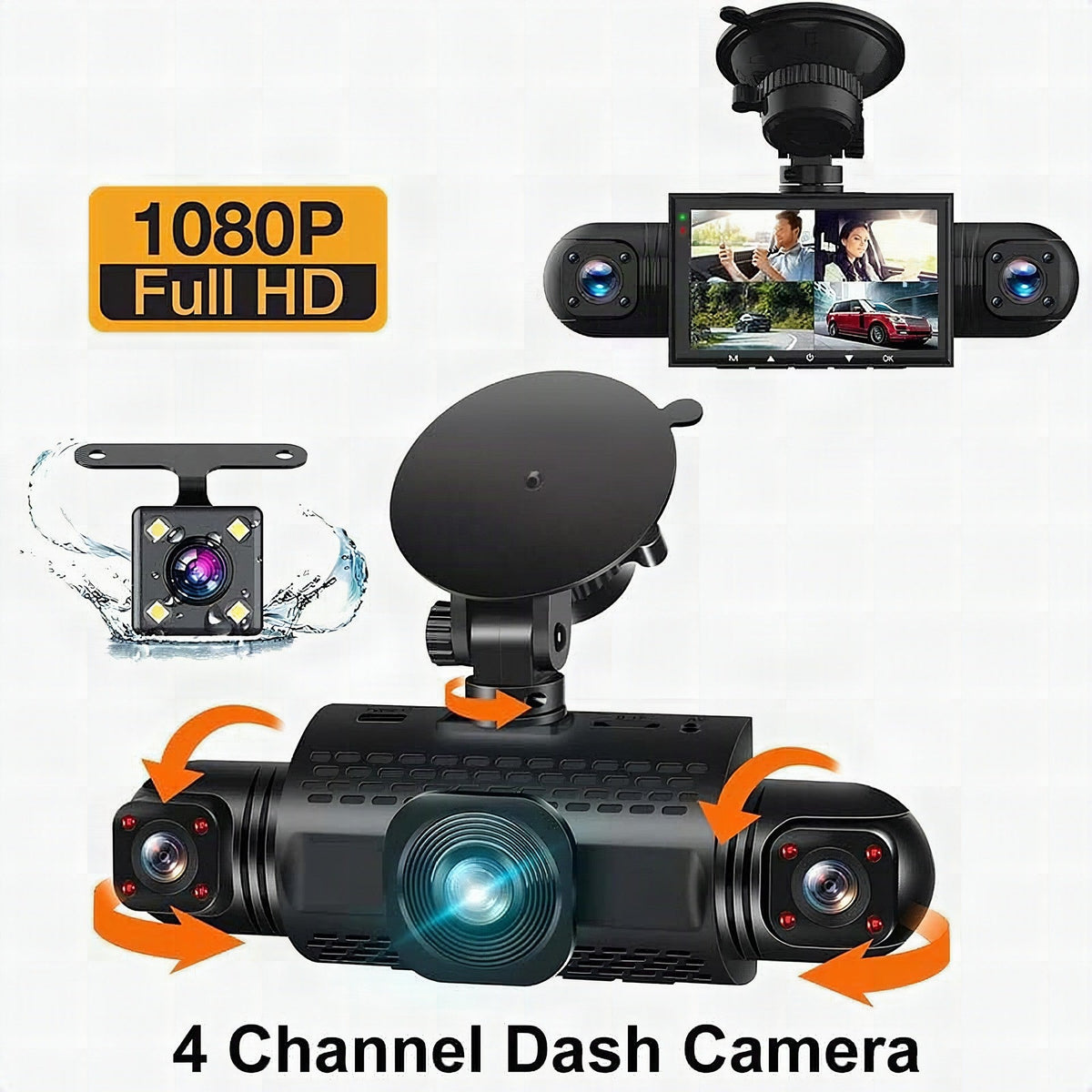 4-channel FHD car camera with 360° view