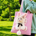 Head-Out Cat Carrier Tote for Walks & Vet Visits - Lightweight Canvas Pet Bag for Cats & Small Dogs