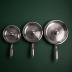 Hand-Hammered Titanium Pan - 3-piece set 9, 10, 11 Inch