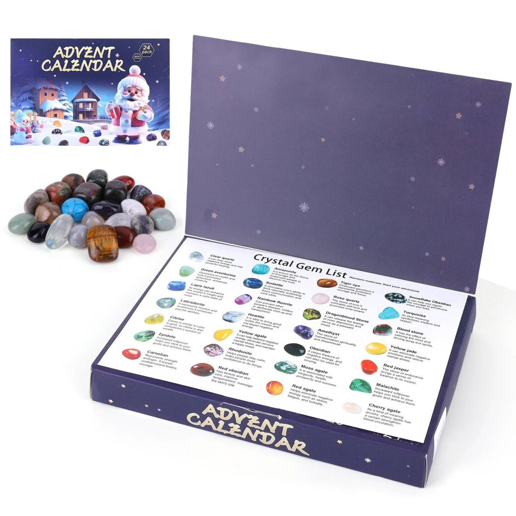 Crystal advent calendar with 24 natural gemstones