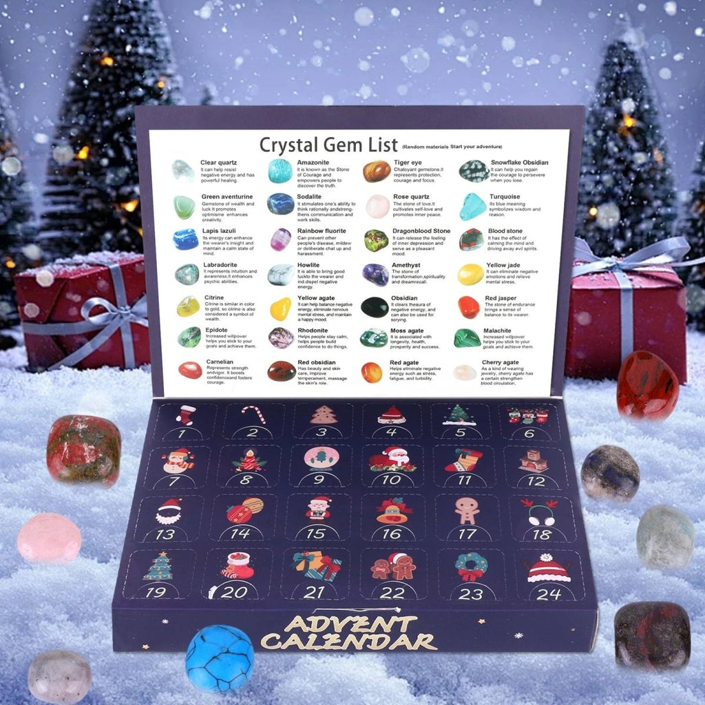 Crystal advent calendar with 24 natural gemstones