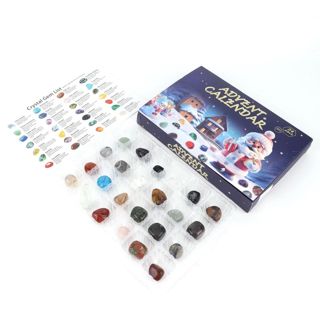 Crystal advent calendar with 24 natural gemstones
