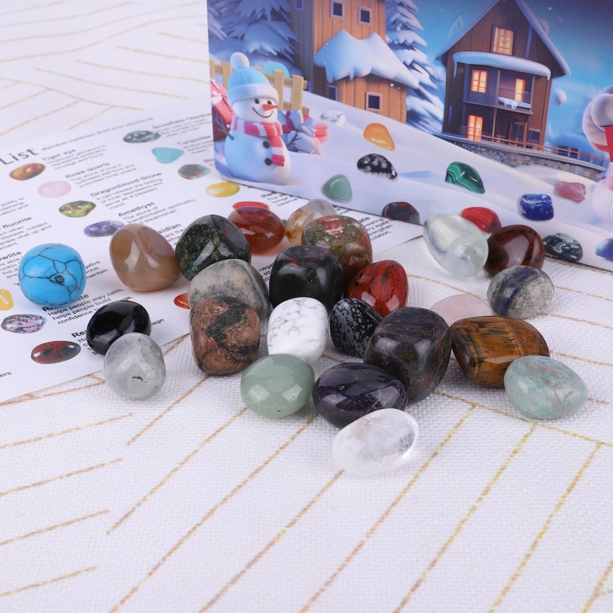 Crystal advent calendar with 24 natural gemstones