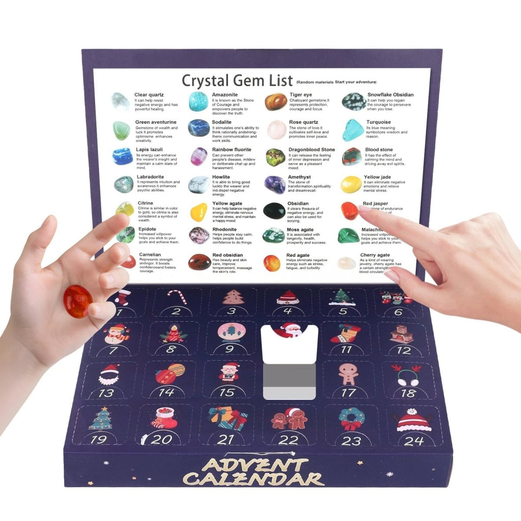 Crystal advent calendar with 24 natural gemstones