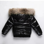 Kids Winter Parka, Down Insulated Jacket, Real Fur Hood Trim, Water Resistant Shell