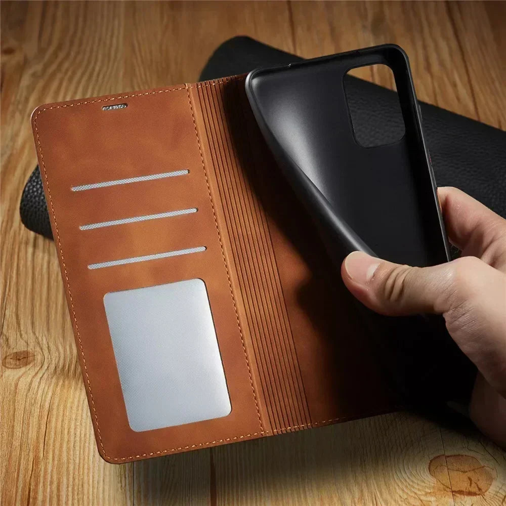 Leather Magnetic Case for Samsung Phones: Chic Protection