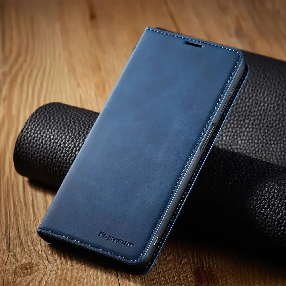 Leather Magnetic Case for Samsung Phones: Chic Protection