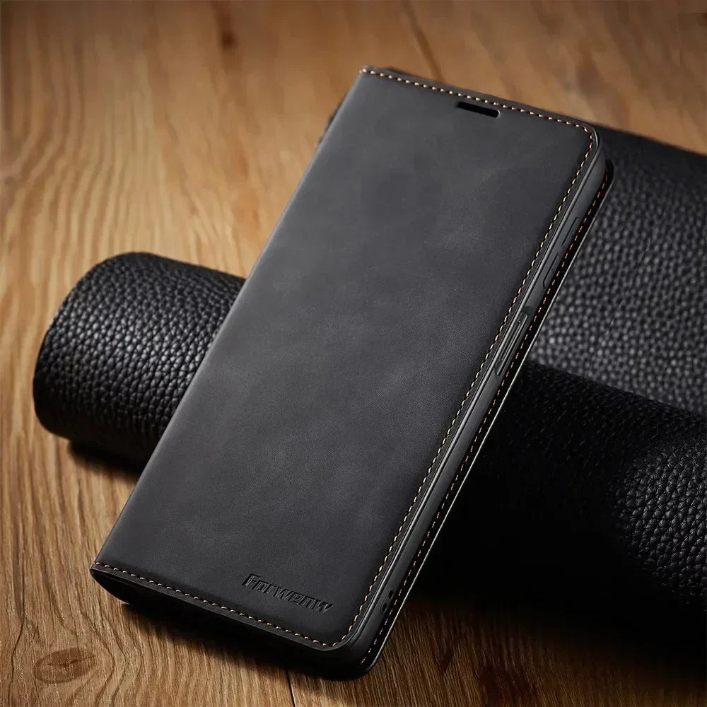Leather Magnetic Case for Samsung Phones: Chic Protection