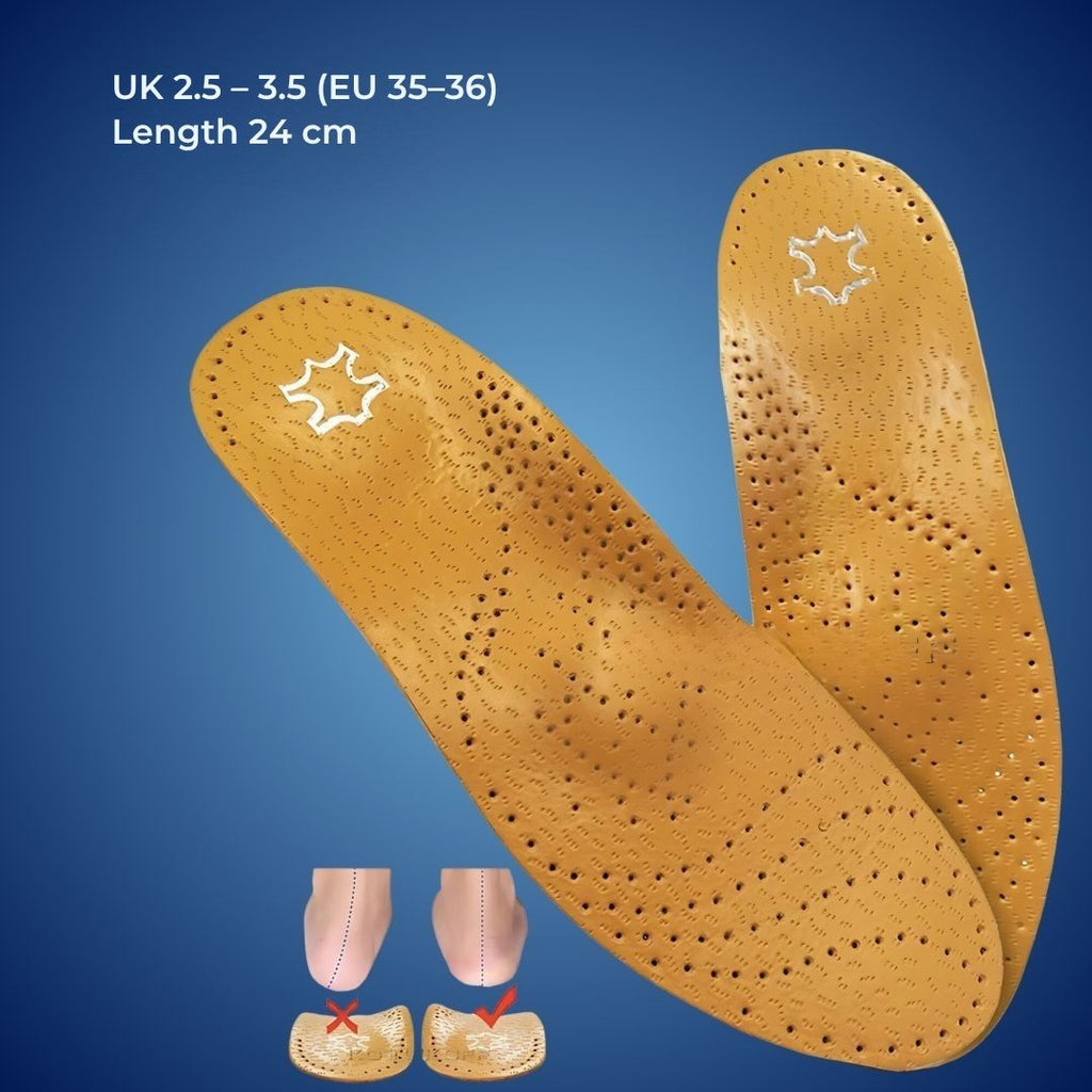 LeatherGuard Orthopaedic Leather Shoe Insole | Shock Absorption - Arch Support - Comfortable Insole - Foot Pain Relief -