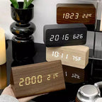 LED Smart Alarm Clock | Modern Voice-Controlled Wooden Design