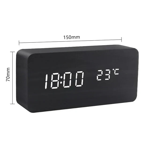 LED Smart Alarm Clock | Modern Voice-Controlled Wooden Design
