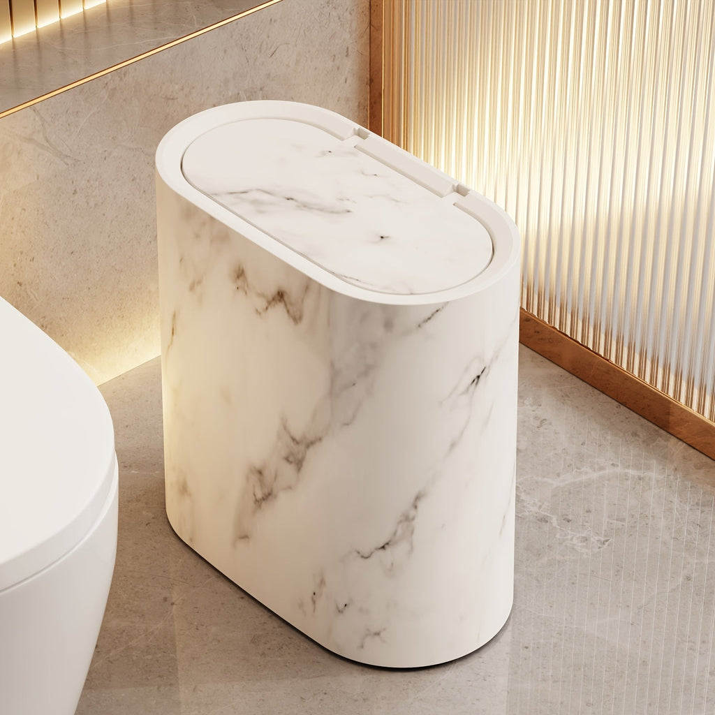 Marble Pattern Bin | Modern Bathroom & Kitchen Bin with Lid