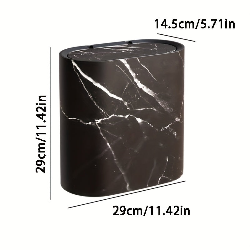 Marble Pattern Bin | Modern Bathroom & Kitchen Bin with Lid