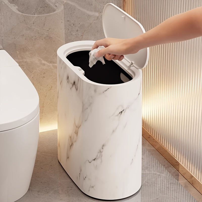 Marble Pattern Bin | Modern Bathroom & Kitchen Bin with Lid