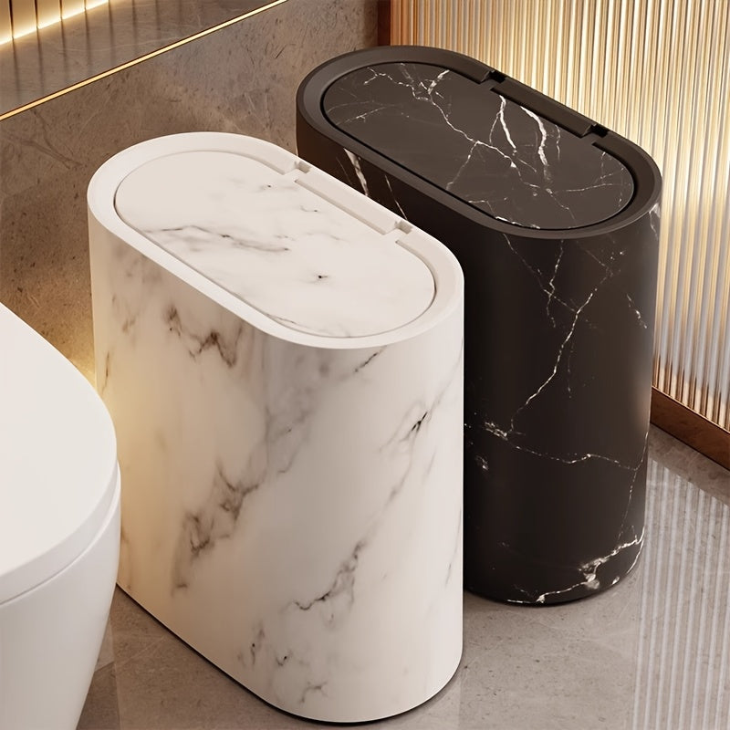Marble Pattern Bin | Modern Bathroom & Kitchen Bin with Lid