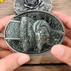 Metal Oval Cowboys Belt Buckle