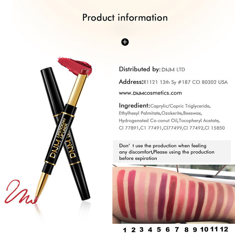 2-in-1 Dual Lipstick & Liner | Matte Texture & Long-Lasting Finish | Highly Pigmented & Waterproof | 12 Colour Variants 