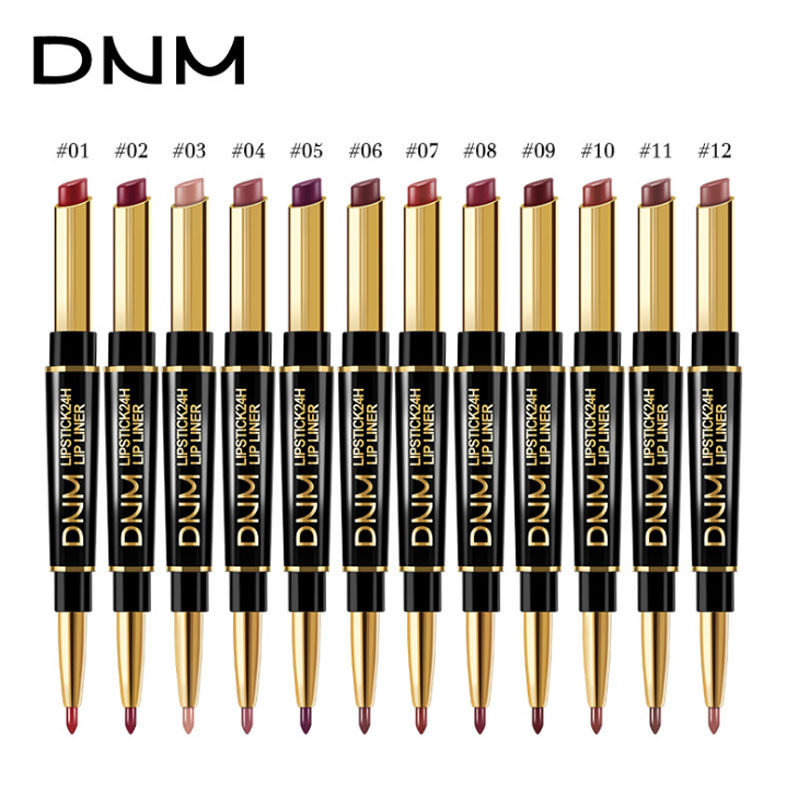 2-in-1 Dual Lipstick & Liner | Matte Texture & Long-Lasting Finish | Highly Pigmented & Waterproof | 12 Colour Variants 