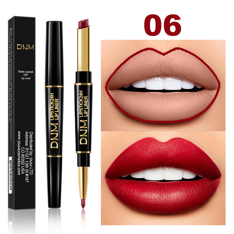 2-in-1 Dual Lipstick & Liner | Matte Texture & Long-Lasting Finish | Highly Pigmented & Waterproof | 12 Colour Variants 