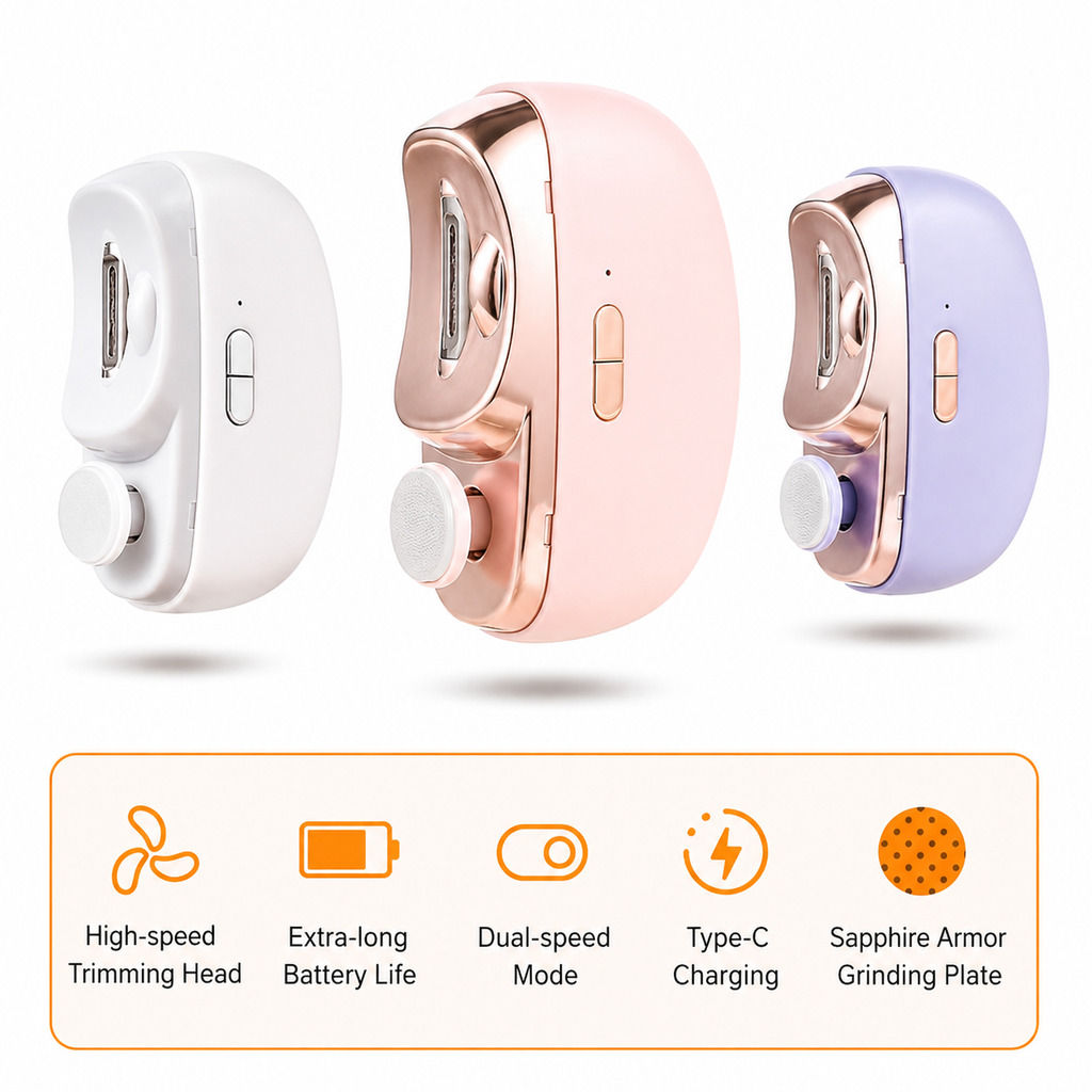 3-in-1 electric nail clipper with cutting, filing and polishing, USB rechargeable
