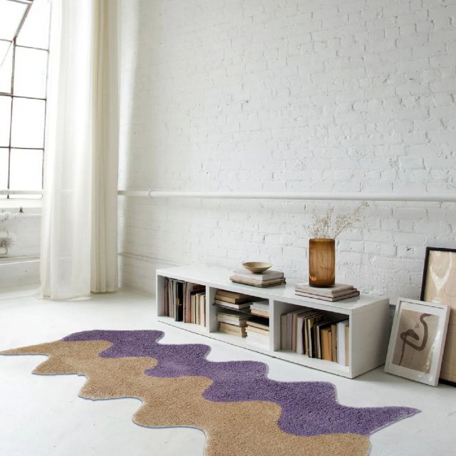 Abstract Colour Block Rug in Cotton-Police