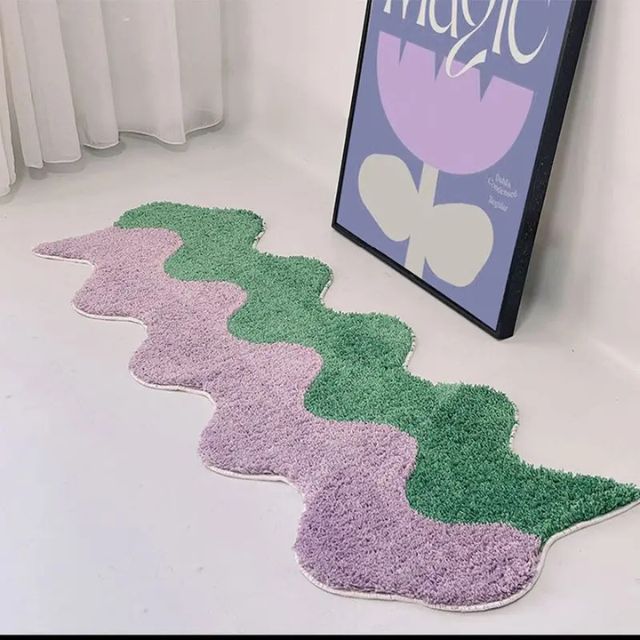 Abstract Colour Block Rug in Cotton-Police