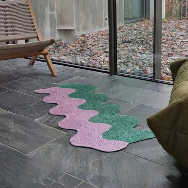 Abstract Colour Block Rug in Cotton-Police