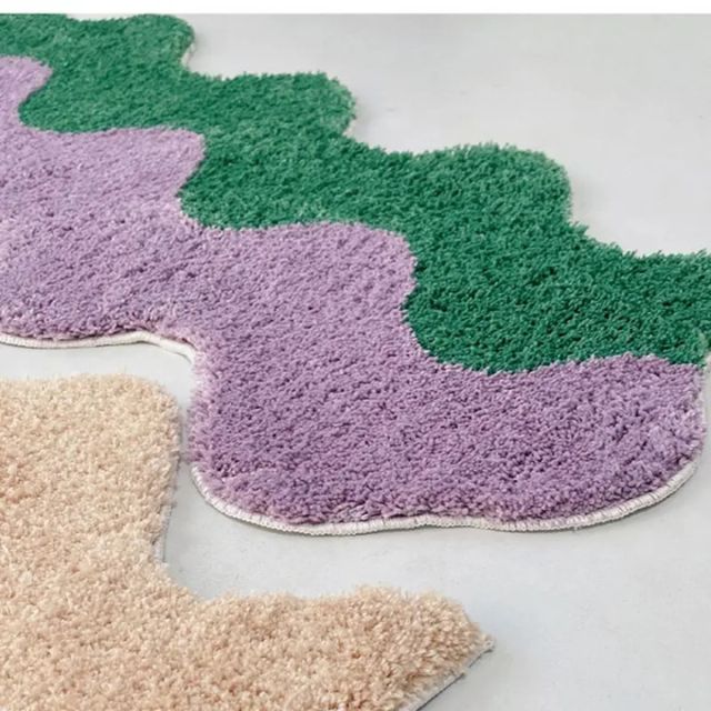 Abstract Colour Block Rug in Cotton-Police