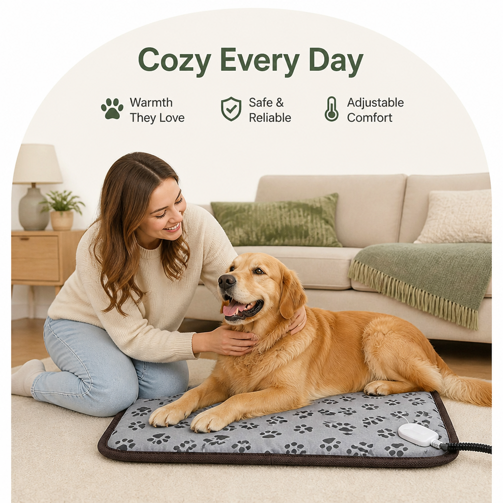 Adjustable Temperature & Waterproof Heated Pet Mat (Overheat Protection)