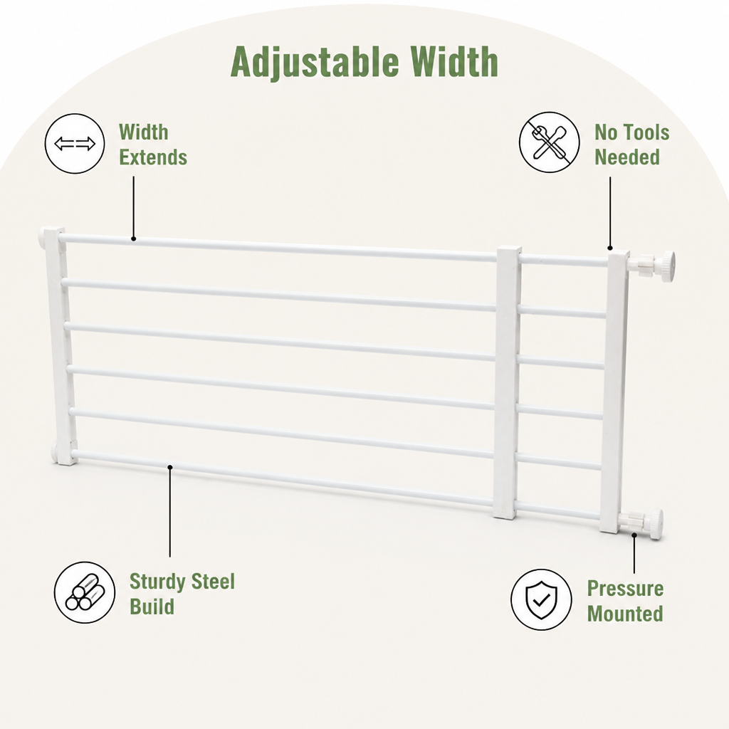Adjustable Width & Tool-Free Indoor Pet Gate