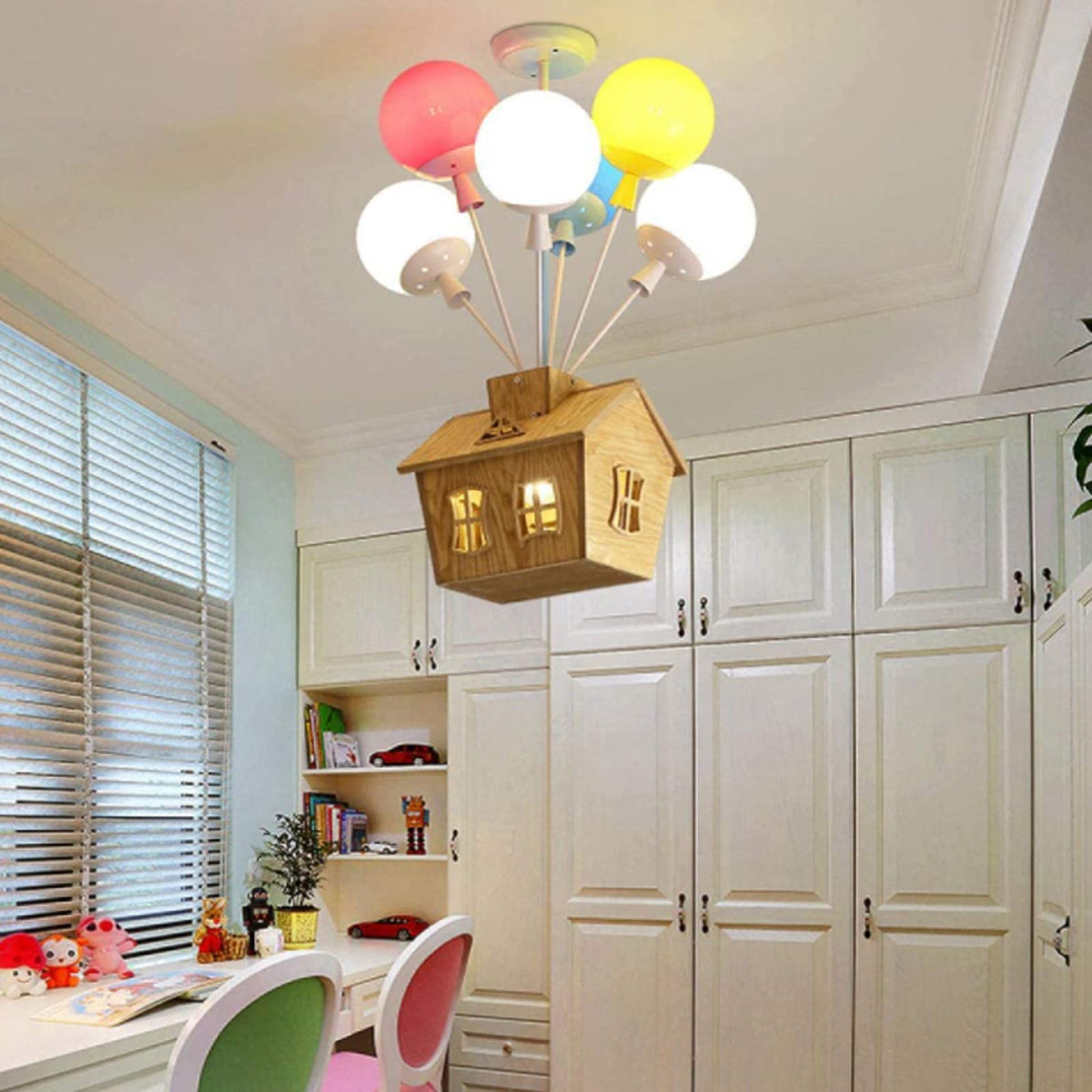 Aria Designer Flush Mount Ceiling Light Wood Children's Room