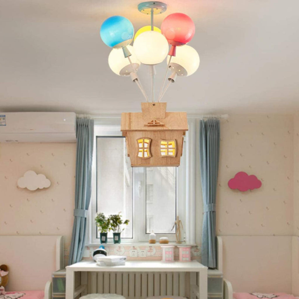 Aria Designer Flush Mount Ceiling Light Wood Children's Room