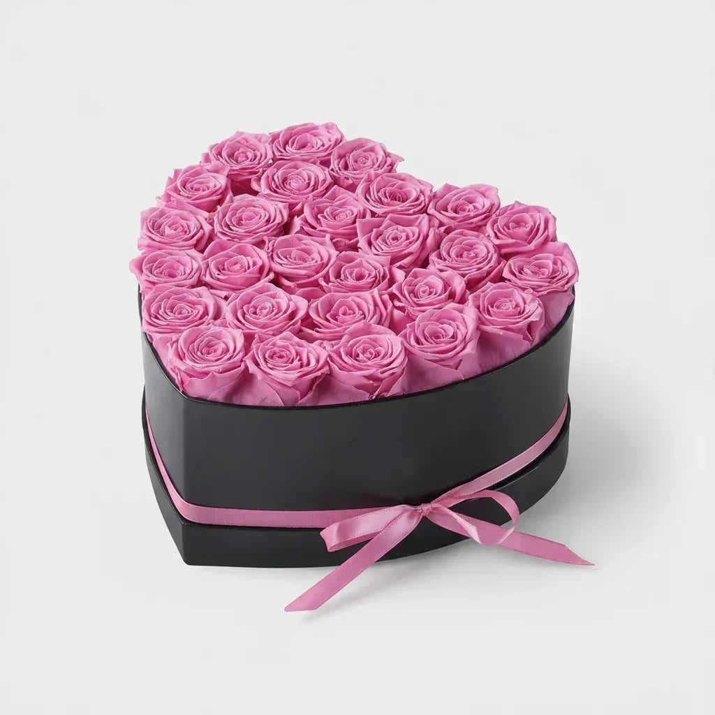 Artificial Rose Bouquet — Heart-Shaped Display Box