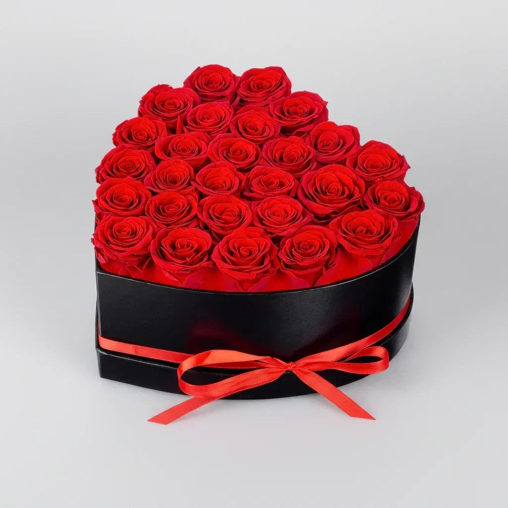 Artificial Rose Bouquet — Heart-Shaped Display Box