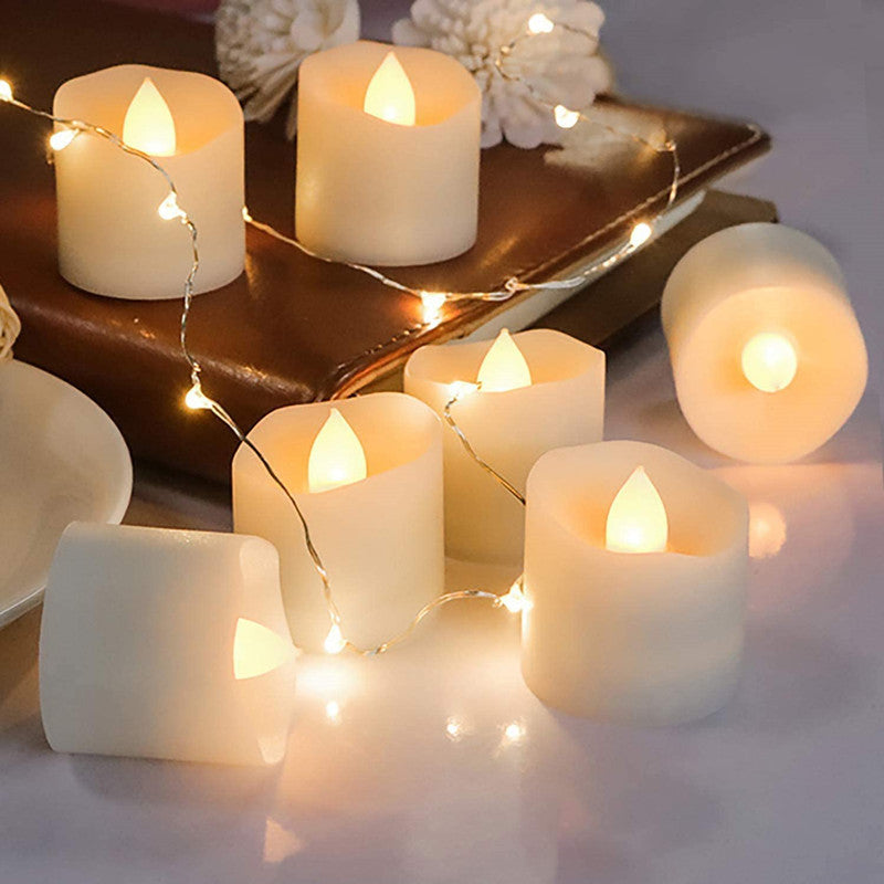 Battery-Powered Wax-Like Flicker Tealight Candle Set