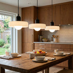 Bauhaus 3-Light Pendant Lamp — Coloured Glass Shades, G9 Bulbs, Warm White Illumination
